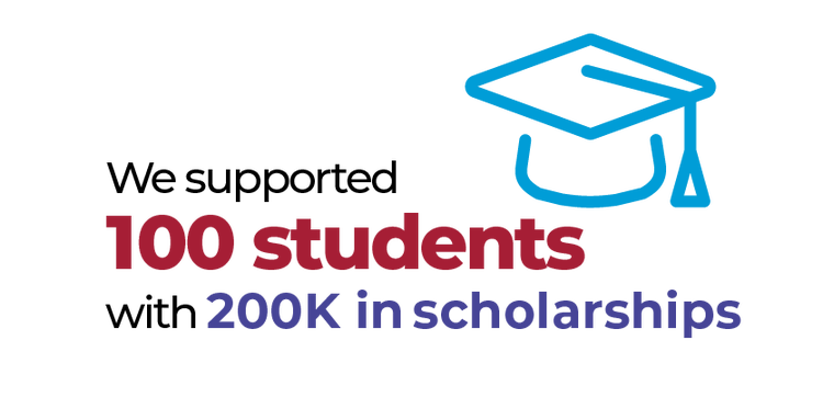 Supported 100 students with 200K in scholarships