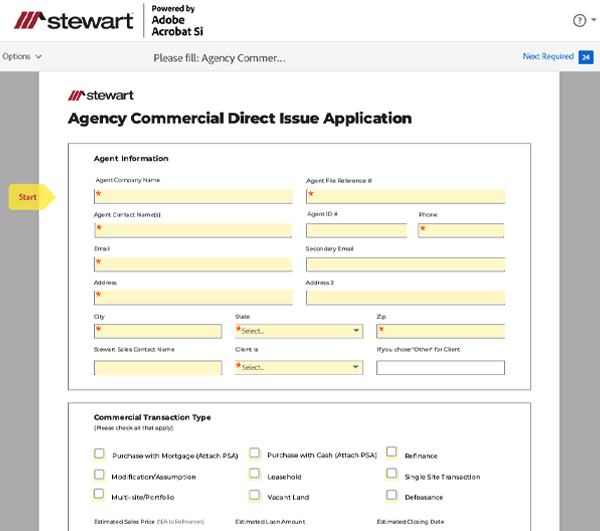 Agency Commercial Direct Issue Adobe Sign Form