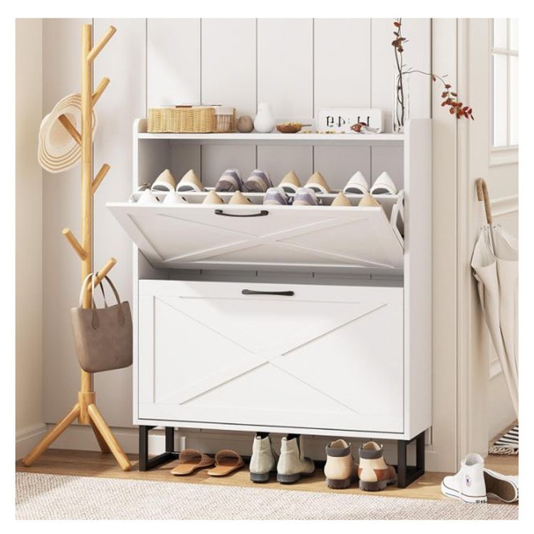 Maupvit Shoe Cabinet with 2 Flip Drawers